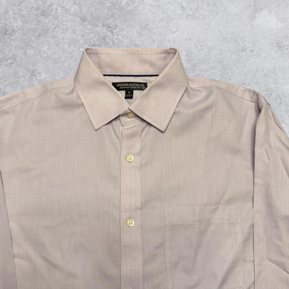 Banana Republic Mens Non-Iron Classic Fit Dress Shirt Purple Pink Vintage Size M